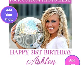 Custom 21st Birthday Napkins: Personalized Photo Cocktail Napkins