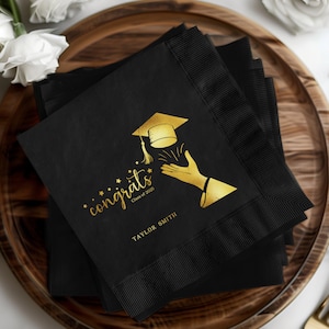 Custom Graduation Napkins, Class of 2025 Napkins, Graduation NapkinsPersonalized Party Napkins, Graduation Party Decor, Gold Foil