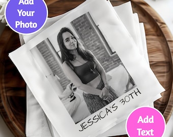 Personalized Photo Birthday Napkins: Custom Portrait Cocktail Napkins