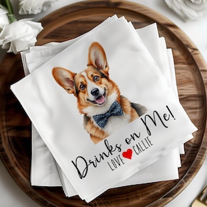 Personalized Pet Cocktail Napkins, Custom Wedding Napkins, Wedding Bar Napkins, Dog Wedding Napkins, Bridal Shower Decor, Wedding Favors