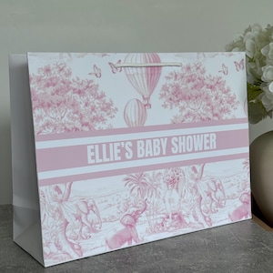 Personalised Paper Gift Bags | Custom Name Luxury Gift Wrapping | Reusable Gift Bag Blush Safari