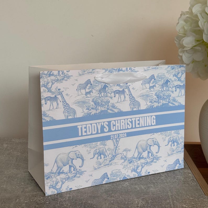 Personalised Paper Gift Bags | Custom Name Luxury Gift Wrapping | Reusable Gift Bag Toile De Bleu