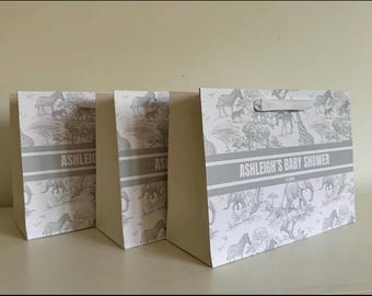 Personalised Baby Shower Gift Bags | Custom Name Paper Bags | Party Favours
