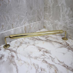 16 Inch Vintage Style Brass Towel Bar | Handcrafted Bathroom Fixture | Wall Mounted Towel Rack