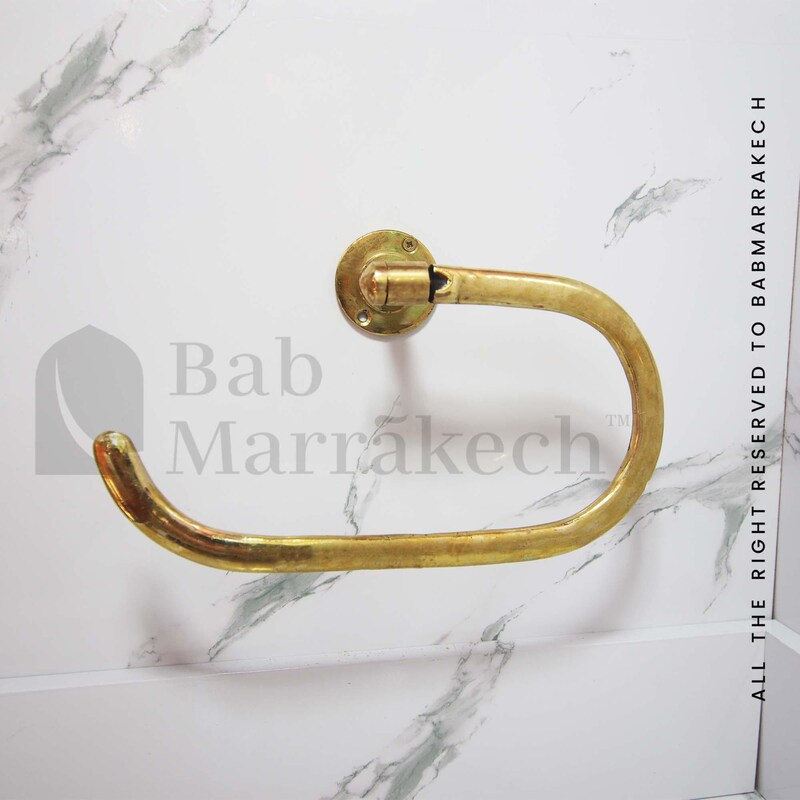 Marble Towel Holder with Brass Band main image 1