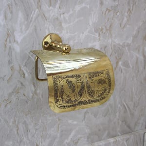 Porta carta igienica in ottone marocchino fatto a mano / Design inciso / Decorazione unica per il bagno