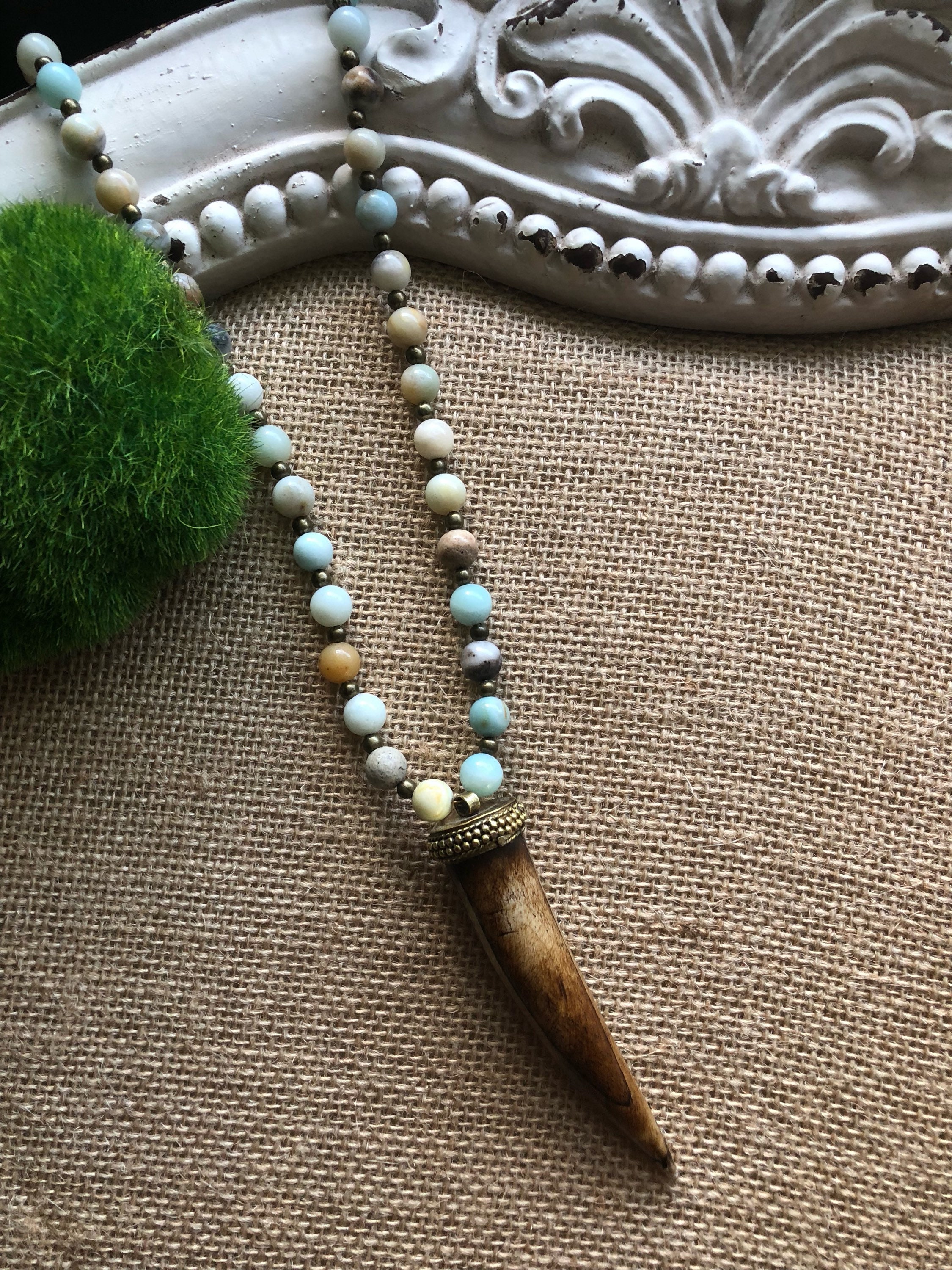 Long horn necklaces Horn necklaces beaded horn Etsy