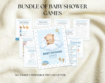 Boy Bear Baby Shower Game Bundle: 14 Printable Games (PDF Download)