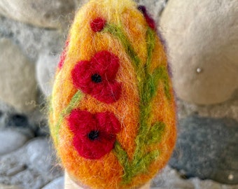 Needle Felted Wool Easter Egg, English Garden