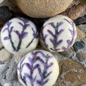Lavender Bouquet Felted Wool Dryer Ball: Botanical Laundry Decor