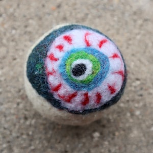 Türkis Monster Auge Ball gefilzte Wolle Trockner Ball, gruseliges Spielzeug, Halloween Dekor, Eco Trockner Balls, natürliche Wäsche