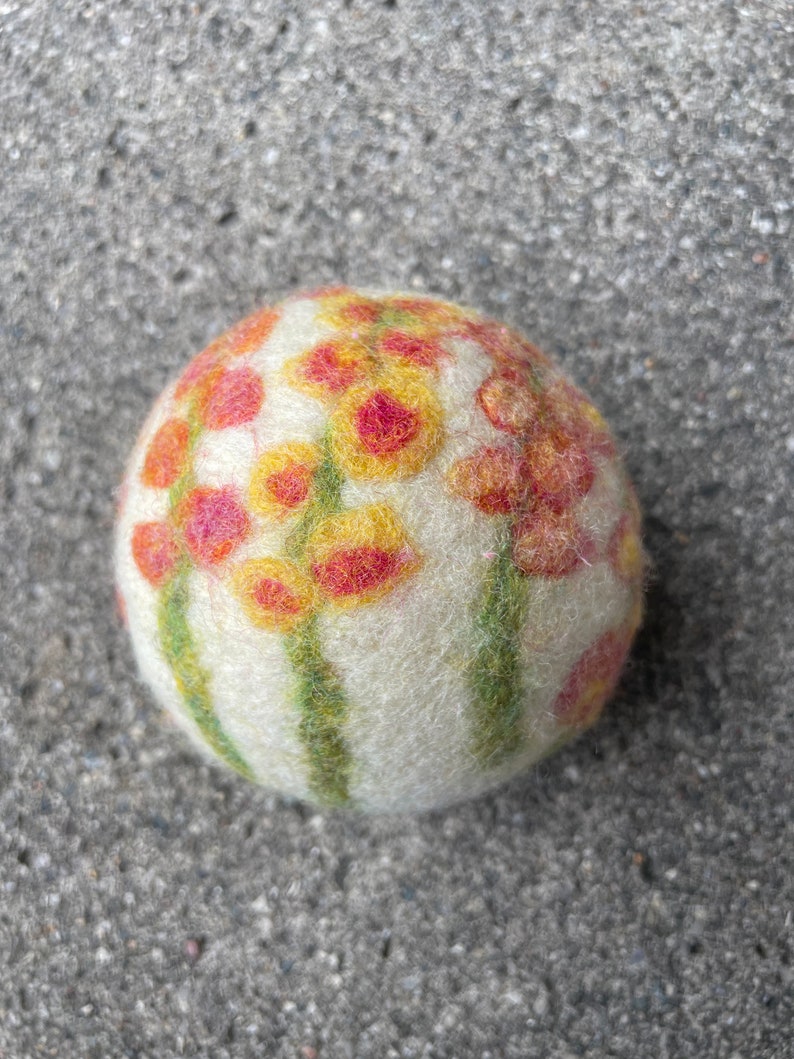 Wildflower Bouquet Felted Wool Dryer Ball, Floral Decor, Botanical Art, Custom Dryer Ball image 9