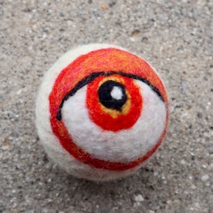 Orange Monster Auge Ball gefilzte Wolle Trockner Ball, Spielzeug, Halloween Dekor, Eco Trockner Ball Set, gruselige Dekoration