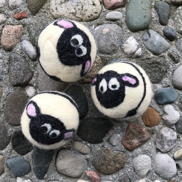 Black Sheep Felted Wool Dryer Ball or Toy, Farm Decor, Felted Lamb