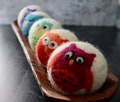 Retro Rainbow Owl Felted Wool Dryer Balls: Natural Laundry Set