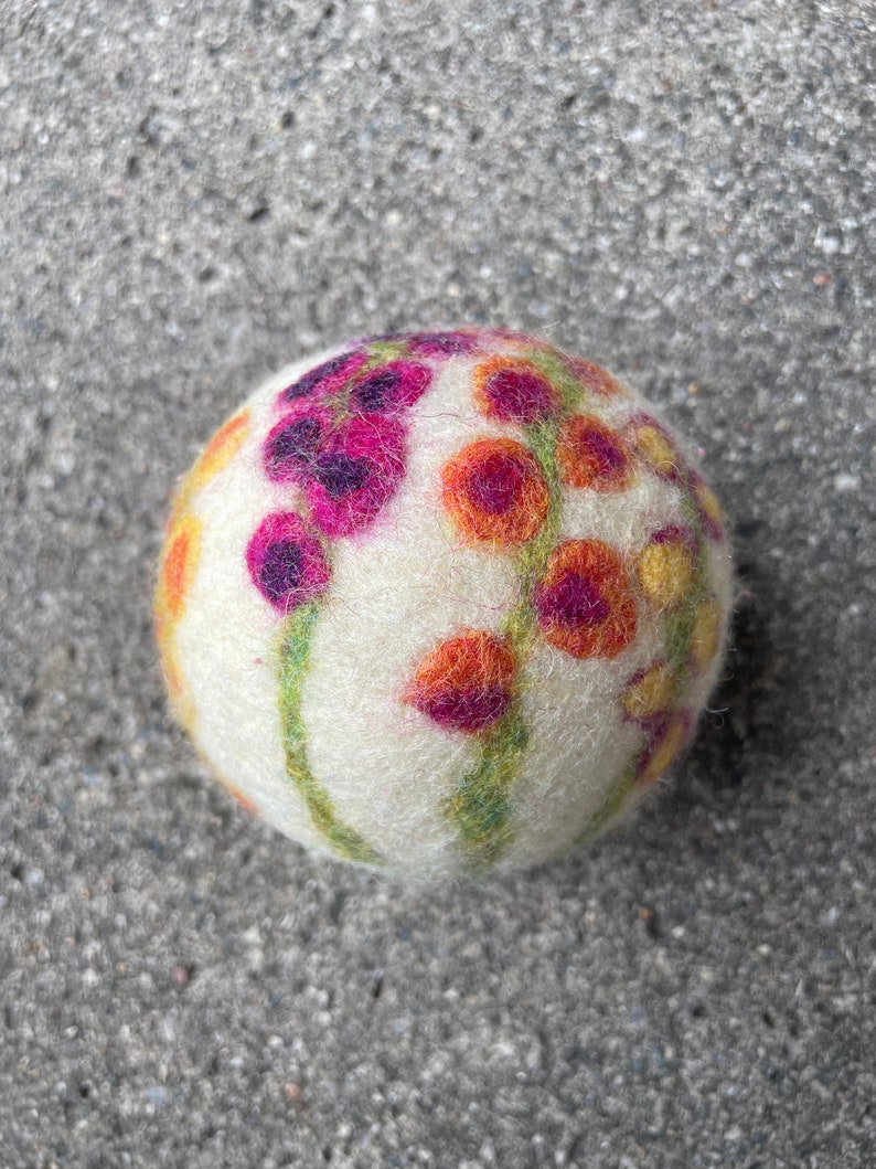 Wildflower Bouquet Felted Wool Dryer Ball, Floral Decor, Botanical Art, Custom Dryer Ball image 8