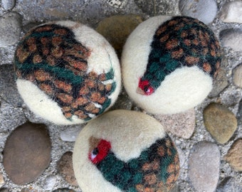 Cornish Chicken, Poultry, Felted Wool Dryer Ball, Toy, Decoration, Farm Decor, Farmstand Toy, Eco Dryer Ball Set