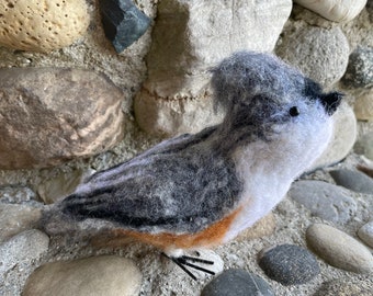 Realistic Needle Felted Wool Tufted Titmouse Sculpture