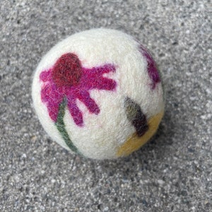 Wildflower Bouquet Felted Wool Dryer Ball, Floral Decor, Botanical Art, Custom Dryer Ball image 7