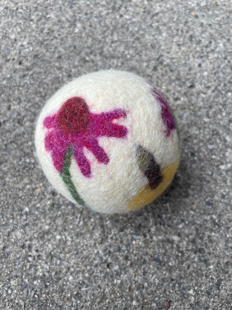 Wildflower Bouquet Felted Wool Dryer Ball, Floral Decor, Botanical Art, Custom Dryer Ball image 7