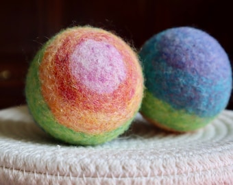 Pastel Rainbow Felted Wool Dryer Ball Toy Decor, Dryer Ball Set, Eco Ball