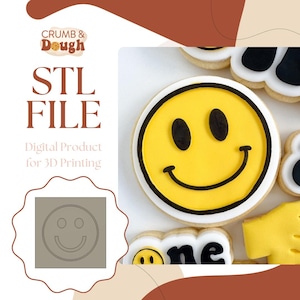Happy Face Cookie Stamp & Cutter STL File
