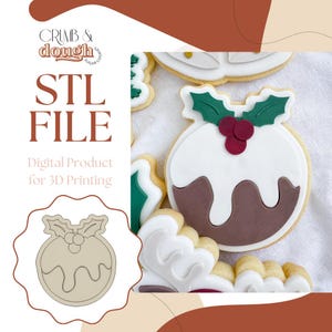 Sello y cortador de galletas de pudín navideño, archivo STL