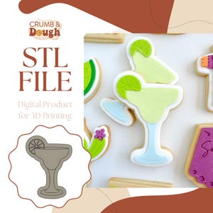 Margarita Cocktail Glass Cookie Stamp & Cutter STL File