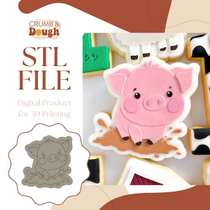Pig in Mud Cookie Stamp & Cutter STL File