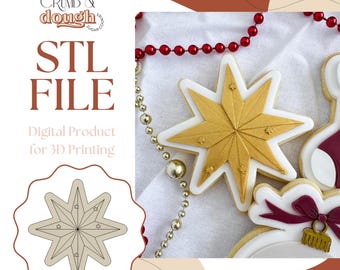 Kerstster koekjesstempel en uitsteker STL-bestand