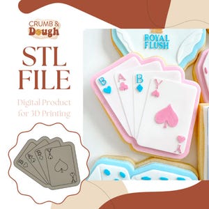Sello y cortador de galletas con diseño de cartas de póker para bebés, archivo STL