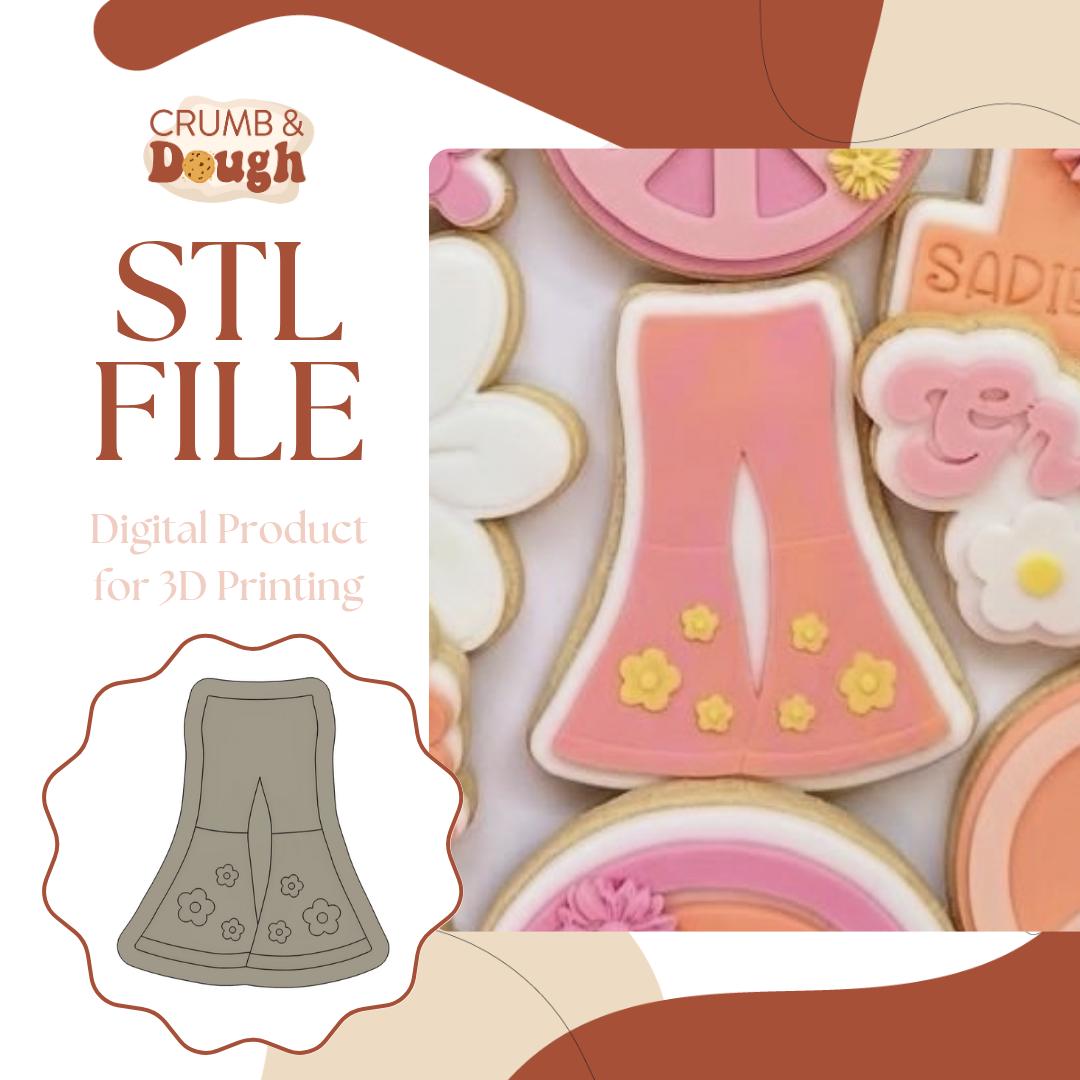 Groovy Bell Bottom Pants Cookie Stamp Cutter STL File