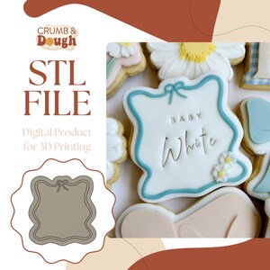Wavy Bow Square Cookie Stamp & Cutter STL File
