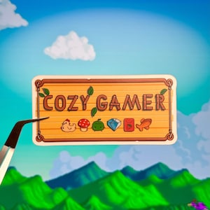 Cozy Gamer Wood Sign Sticker - Gift Ideas for Cozy Gamers - Game Room Decor - Relaxing Gaming Decal