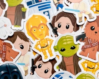 Cute Star Wars Stickers, Star Wars Sticker Set, Waterproof Stickers, Darth Vader Sticker, R2D2 Sticker, Star Wars, Vinyl Stickers, Star Wars