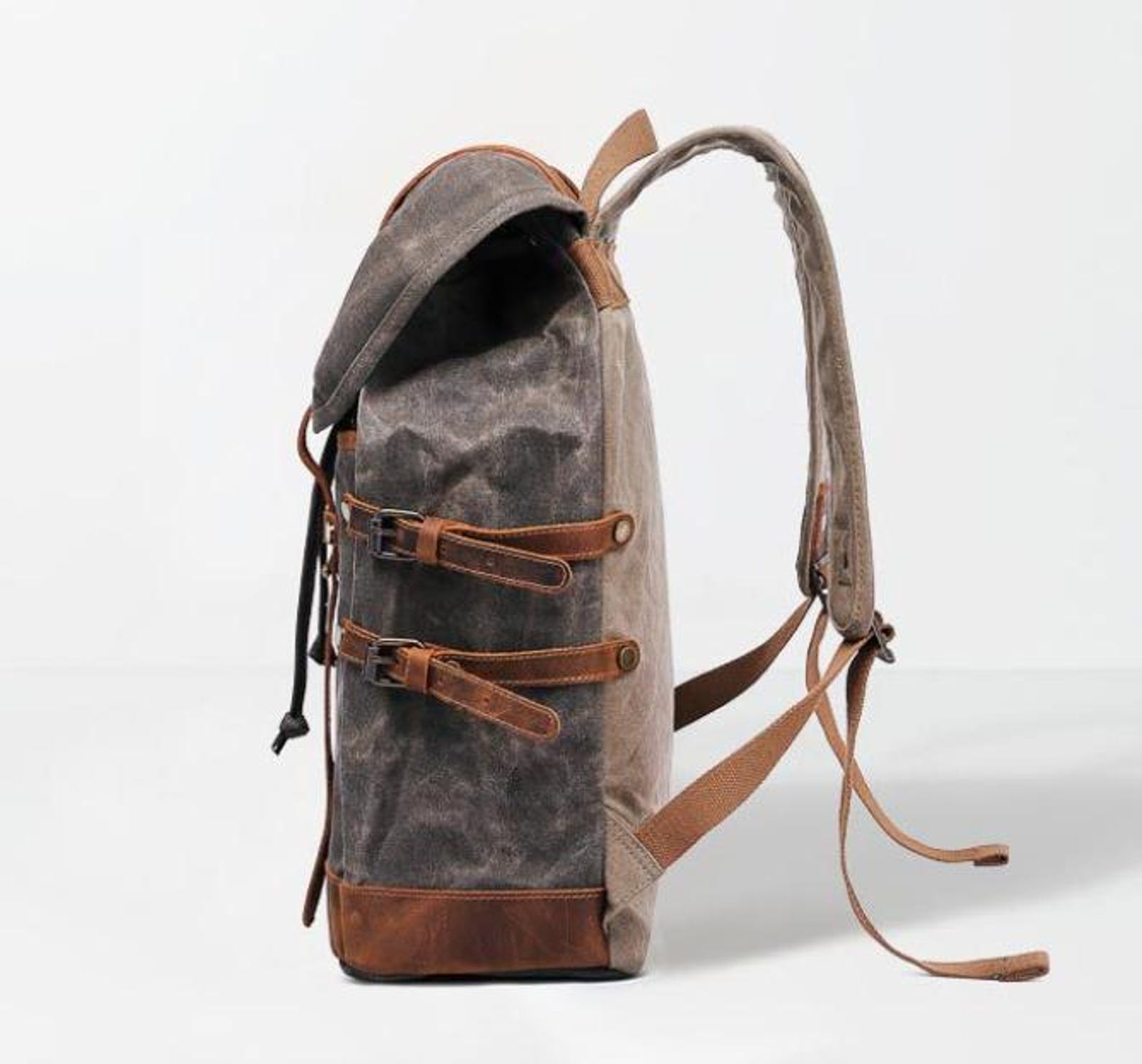 Canvas Rucksack Rugged Handmade Waxed Canvas Backpack With Horween Leather Details, Vintage ...