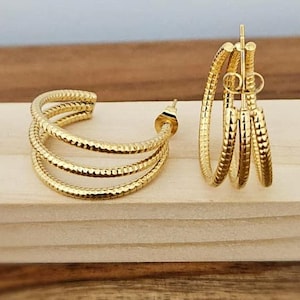 Gold-plated stainless steel hoop earrings