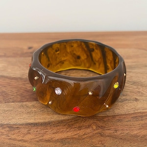 Vintage wide resin bangle bracelet