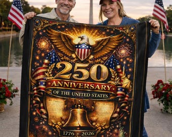 Celebrate 250 Years of American Freedom Velveteen Plush Blanket | Patriotic Eagle Luxury Ultra-Soft Design.