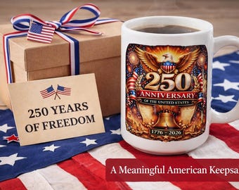 250th Anniversary United States Mug - 1776*2026 Patriotic Coffee Cup American Independence Heritage Gift.