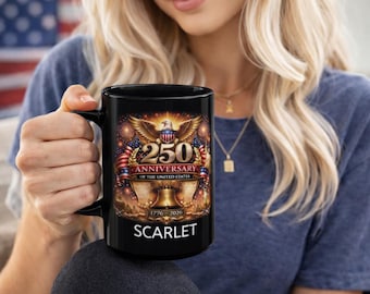 250 Years United States Anniversary Personalized Mug Patriotic Eagle Independence Celebration Gift.
