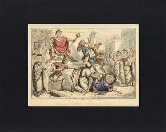 Tarquinisu Superbus Makes Himself King, Antique 1860 Comic History of Rome Book Illustration