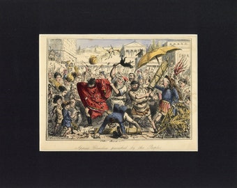 Appius Claudius Punished by the People, Comic History of Rome Antique 1860 Book Illustration