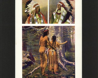 Vintage 1932 Book Illustration North American Native Peoples