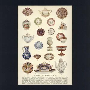May include: An illustration of various pottery and porcelain items, including plates, teapots, and vases. The items are in different shapes, sizes, and colors, with floral and geometric patterns. The text "POTTERY AND PORCELAIN" is at the bottom.