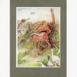 1912 Antiker Druck Die Gänsemagd aus der Rose Fairy Book, Illustration von Lillian A. Govey