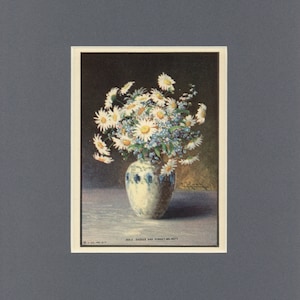 Vintage 1923 Daisies & Forget-me-Nots  Illustration by Charles Louis Philip Koch from Fred and Flora in Flowerland by  Laura Roundtree Smith