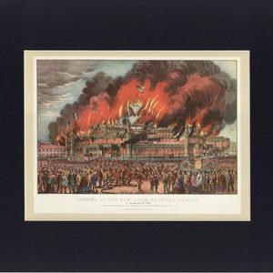 Burning of the New York Crystal Palace, Currier & Ives - Printmakers to the American Public, Vintage 1942