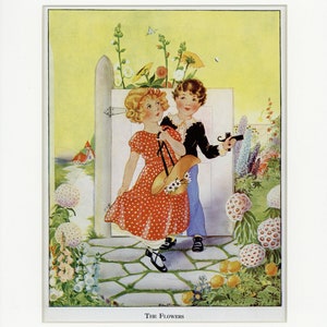 The Flowers Vintage 1929 Illustration by Eulalie, Poem by Robert Louis Stevenson