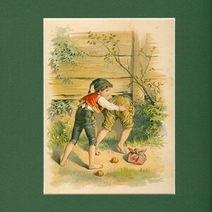 German Boys on an Adventure Antique Children Print - Circa 1890&#39;S